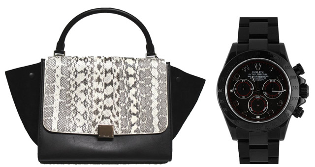 Modern Pair: Celine Trapeze Bag and Rolex Daytona Black Watch
