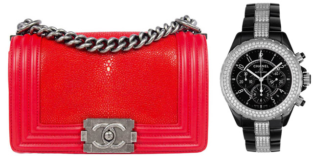 Trendy Pair: Chanel Boy Bag and Chanel J12 Diamonds Watch
