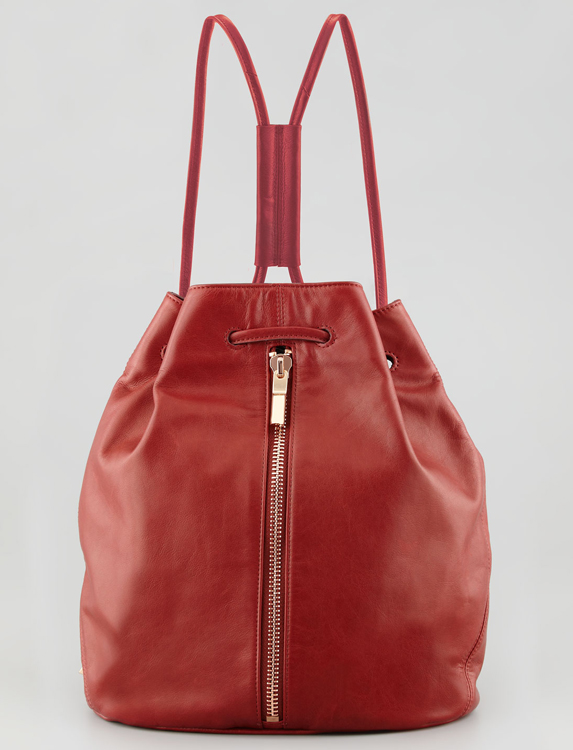 Elizabeth and James Leather Drawstring Sling Backpack