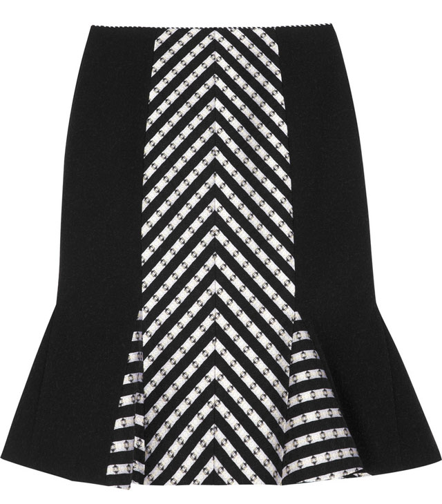 Matthew Williamson Stripe Panelled Wool Skirt
