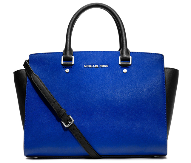 michael kors blue and black purse