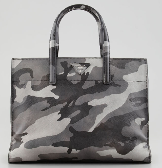 For Fall 2013, Camouflage is More Visible Than Ever 2 Prada Camo Print Soft Saffiano Tote Bag