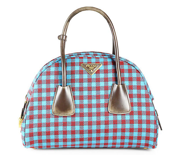 Prada Jacquard Check Small Bowler Bag