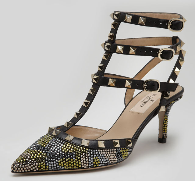 For Fall 2013, Camouflage is More Visible Than Ever 7 Valentino Rockstud Camo Crystal Slingback Pumps