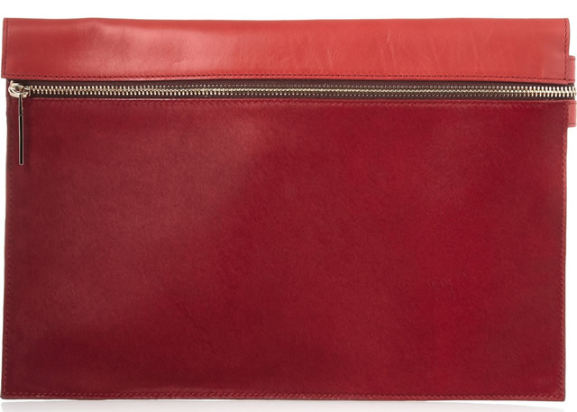 Victoria Beckham Matte-leather and calf hair clutch