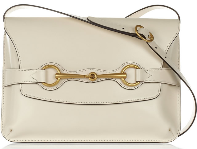 Gucci Bright Bit Leather Shoulder Bag in cream