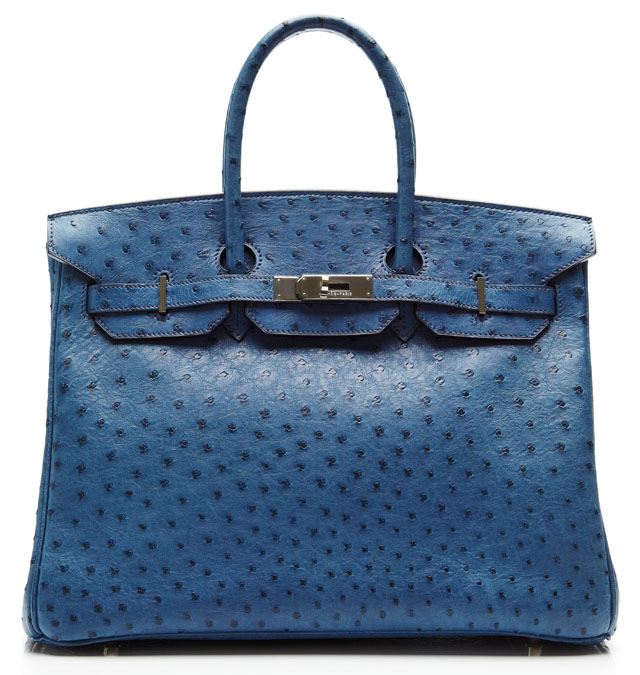 Hermes 35cm Blue Roi Ostrich Birkin