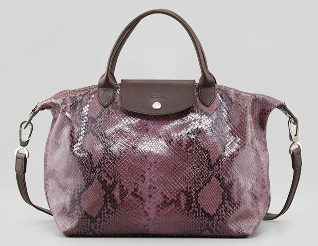 Longchamp Le Pliage Python Embossed Satchel