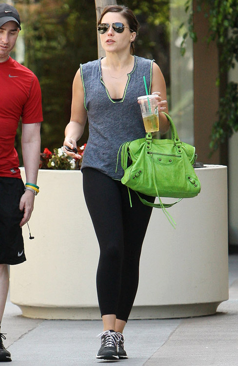 Sophia Bush carries a green Balenciaga City Bag in LA (2)