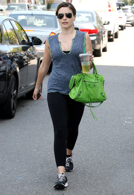 Sophia Bush carries a green Balenciaga City Bag in LA (1)
