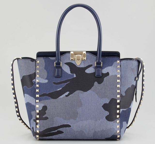 Valentino Rockstud Denim Camouflage Shopper