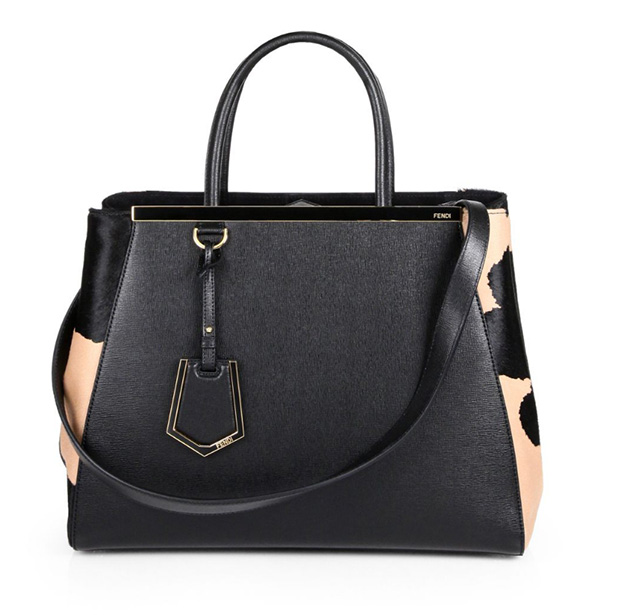 Fendi 2Jours Leather Cow Print Calf Hair Shopper