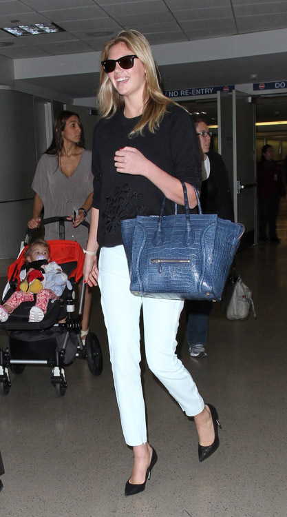 Kate Upton carries a Celine Crocodile Luggage Tote in NYC (2)