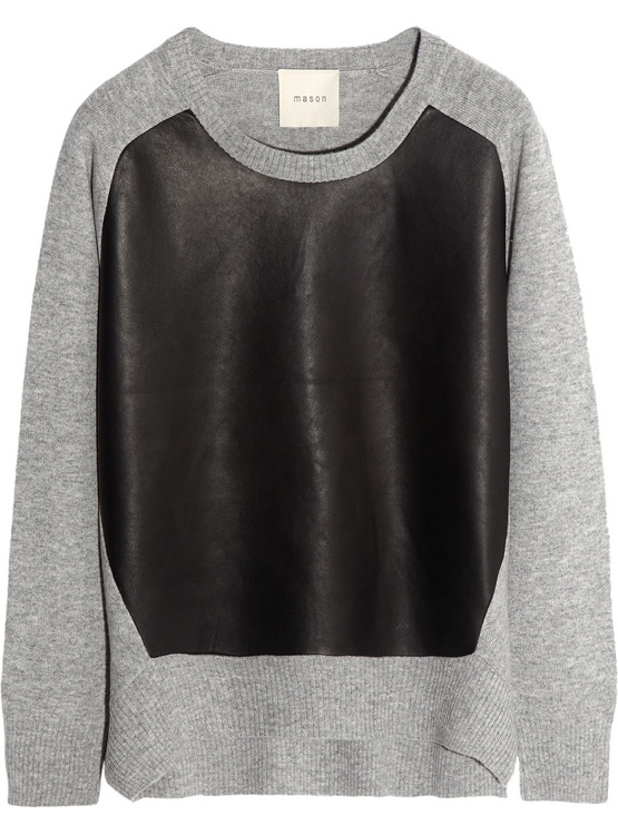 Maison by Michelle Mason Leather-Paneled Sweater