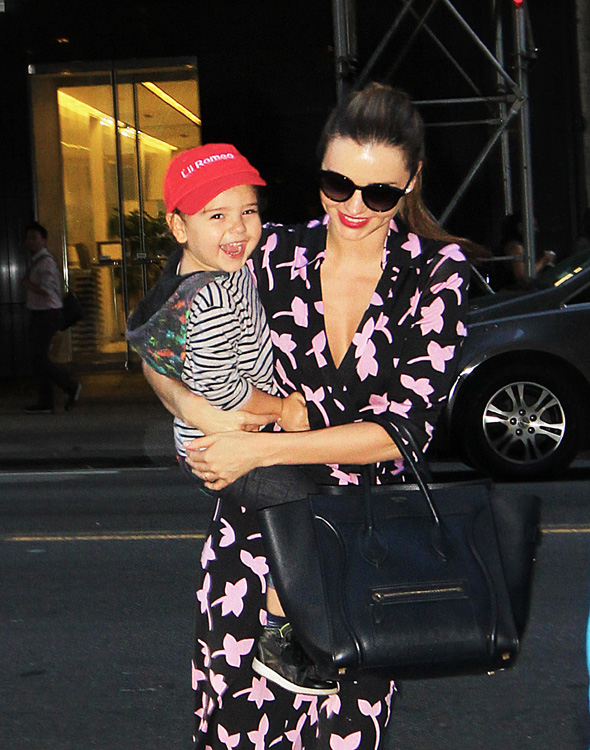 Miranda Kerr carries a blue Celine Luggage Tote in NYC (2)