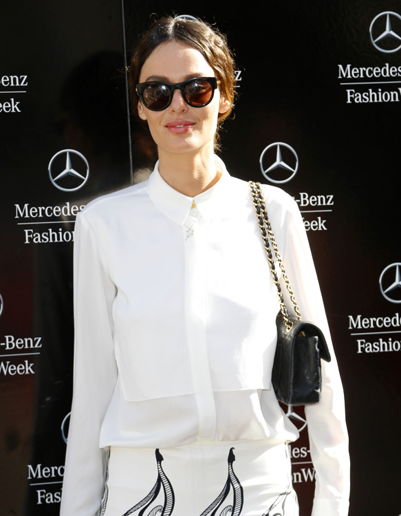 Celebrity arrivals at the Carolina Herrera Spring 2014 Fashion Week Show in NYC