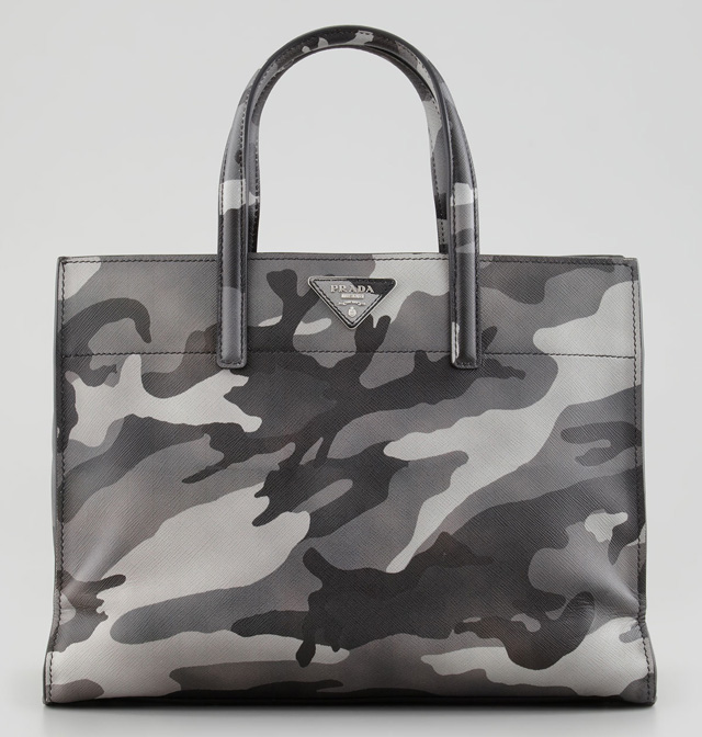 Prada Camo Print Soft Saffiano Tote