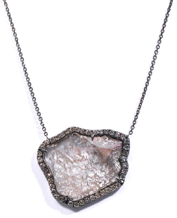 Susan Foster Diamond Slice and Blackened Gold Necklace