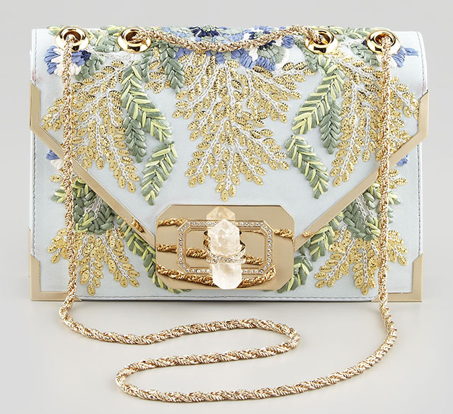 Marchesa Valentino Blue Floral Envelope Clutch