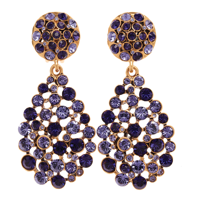 Oscar de la Renta Pave Teardrop Earrings