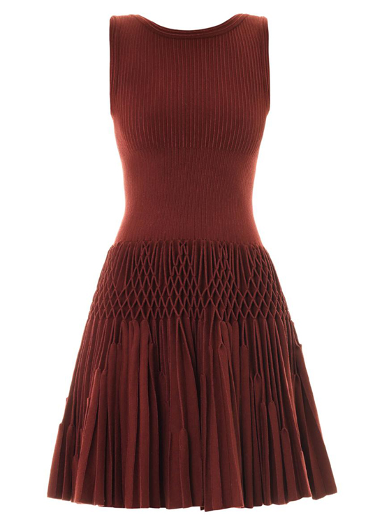 Alaia Plisse Abeille Wool Dress