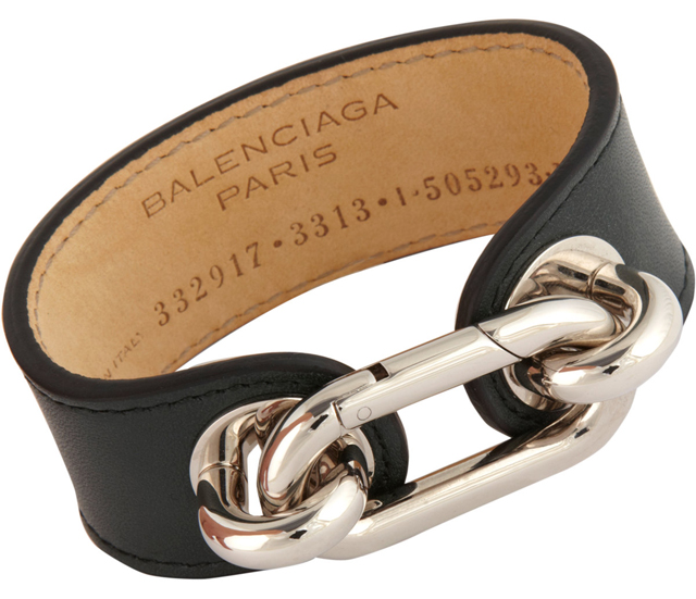 Balenciaga Palladium and Leather Medallion Cuff
