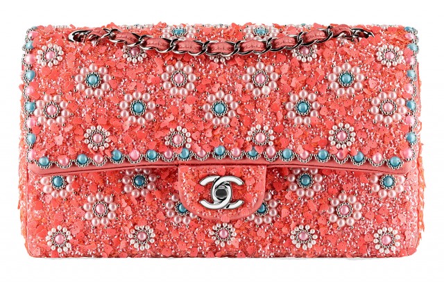 Chanel Beaded Classic Flap Bag Pink