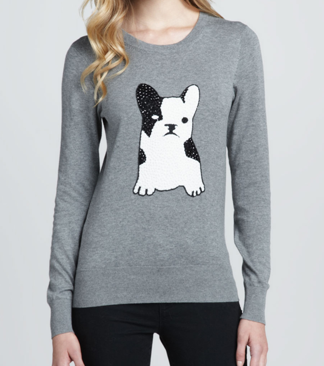 French Connection Sequined Bulldog Sweater