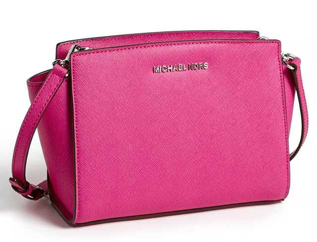 MICHAEL Michael Kors Hot Pink Saffiano Leather Selma Crossbody Bag