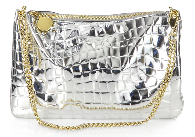 Stella McCartney Crocodile Stamped Metallic Clutch