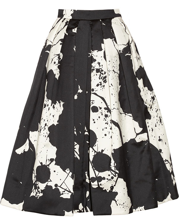 Tibi Printed Silk Gazar Skirt