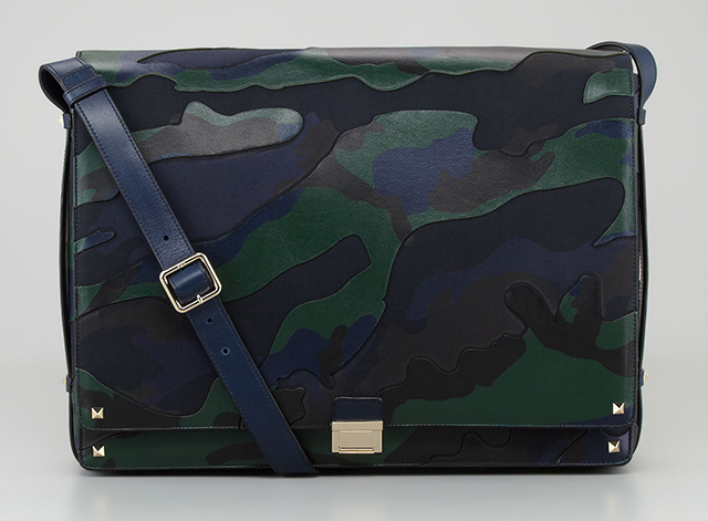 Valentino Camo Leather Messenger Bag