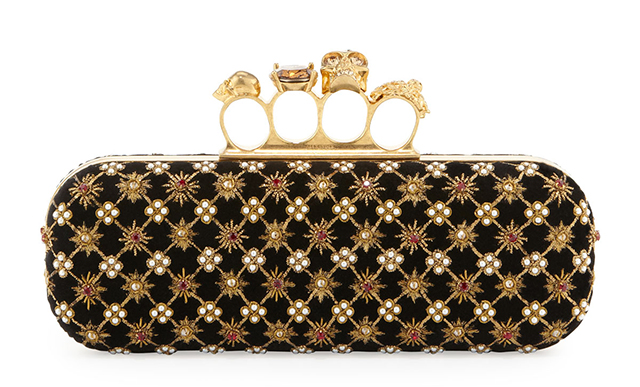 Alexander McQueen Embroidered Velvet Knuckle Duster Clutch