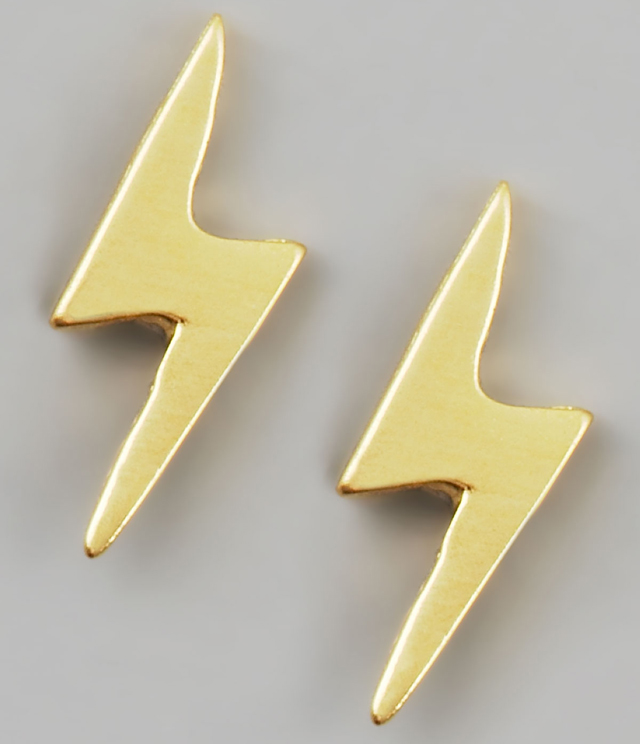 Dogeared Gold Lightning Earrings