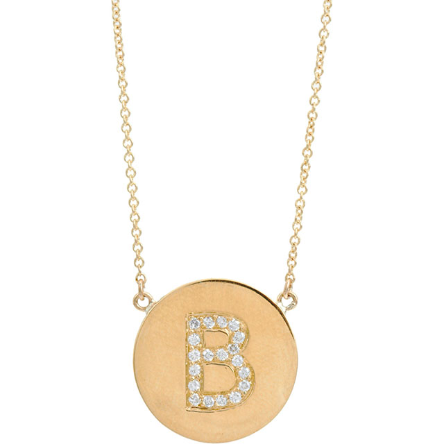 Jennifer Meyer Yellow Gold & Diamond 'B' Pendant Necklace