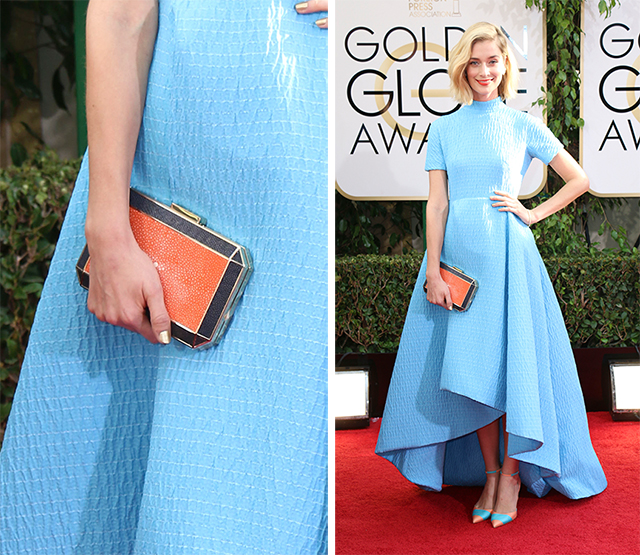 Caitlin FitzGerald Anya Hindmarch Shagreen Duke Clutch