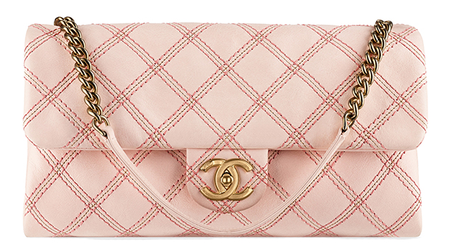 Chanel Metallic Stitch Flap Bag Pink