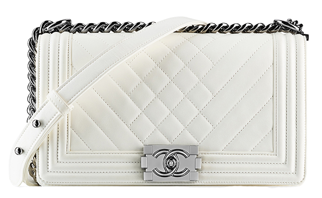 Chanel Patent Boy Bag White