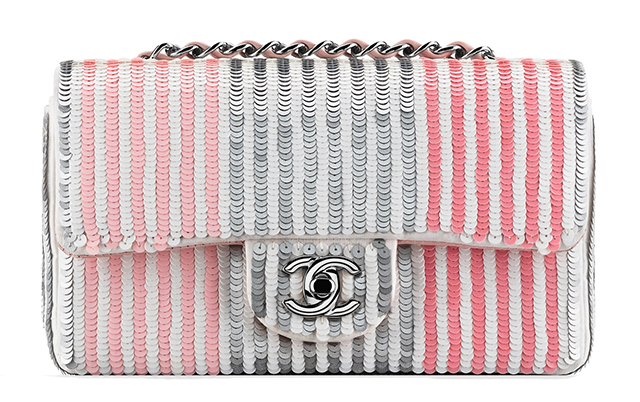 Chanel Small Stripe Sequined Flap Bag
