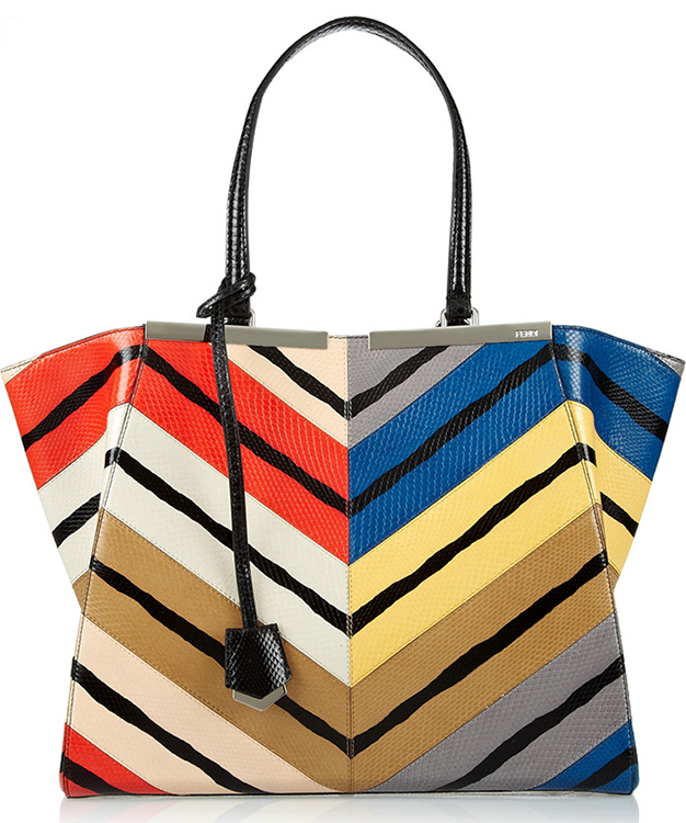 Fendi 3Jours Striped Watersnake Tote