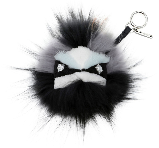 Fendi Crystal Eyed Fur Monster Bag Charm Mint
