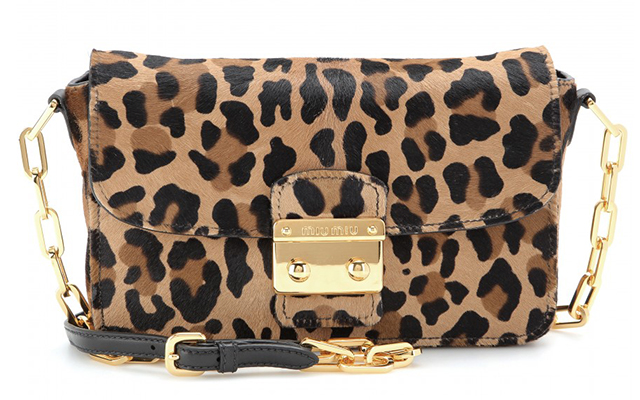 Miu Miu Calf Hair Leopard Shoulder Bag