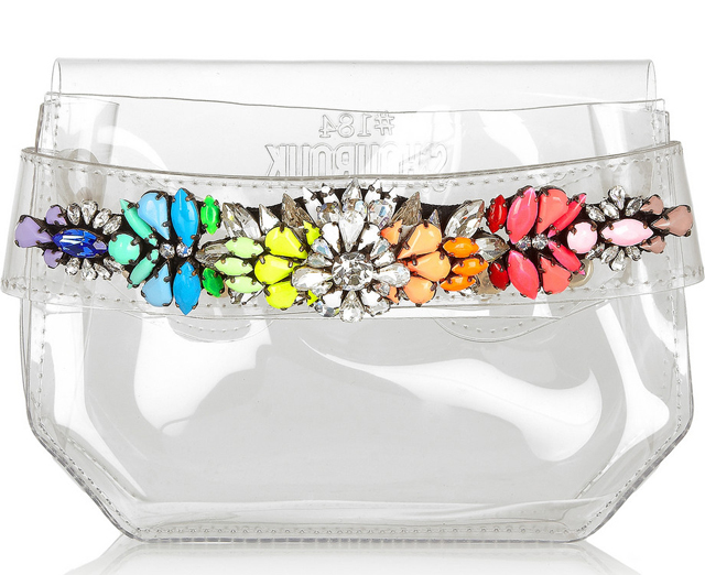 Shourouk Crystal-Embellished PVC Clutch