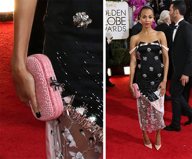 Zoe Saldana Bottega Veneta Knot Clutch