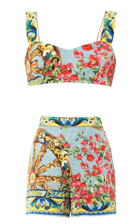 Dolce & Gabbana Floral Brocade Top and Shorts