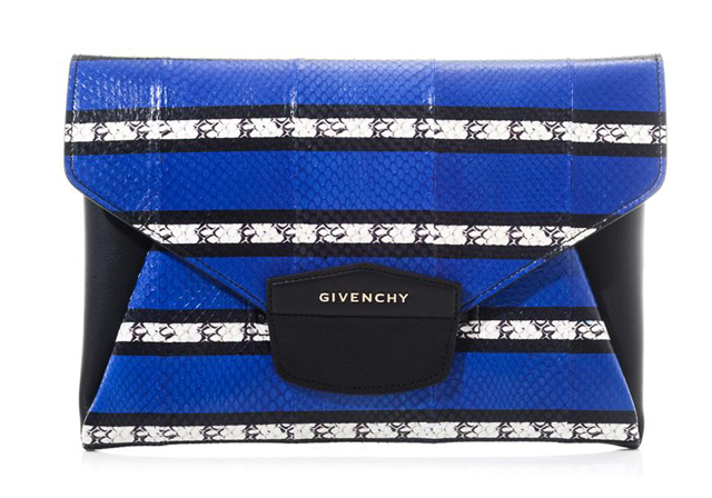 Givenchy Antigona Striped Snakeskin Clutch