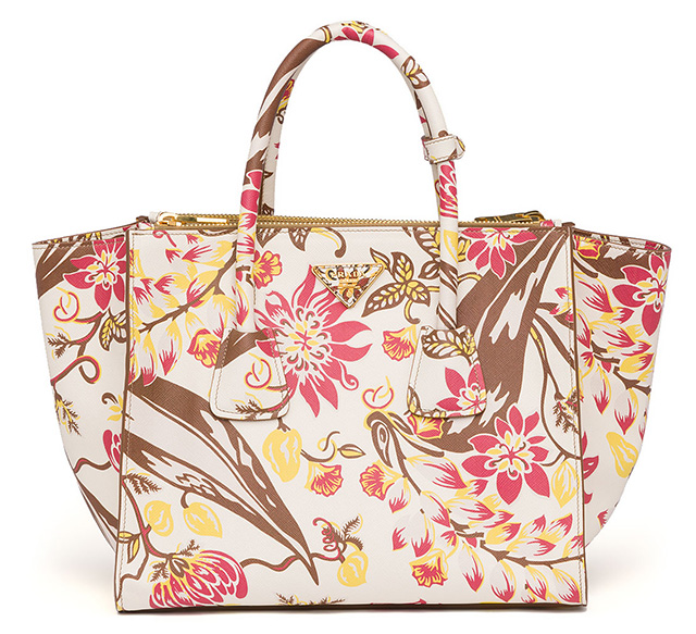 Prada Floral Print Twin Pocket Tote