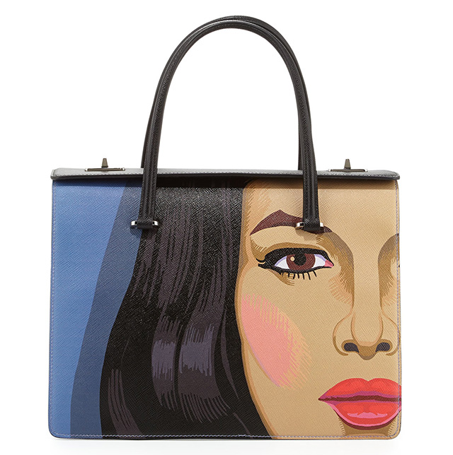 Prada Saffiano Girl Print Bag Blue