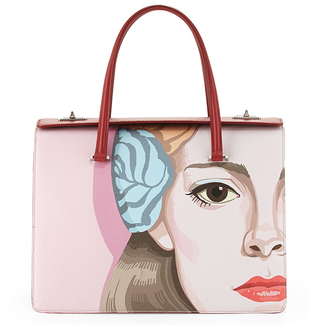 Prada Saffiano Girl Print Bag Pink