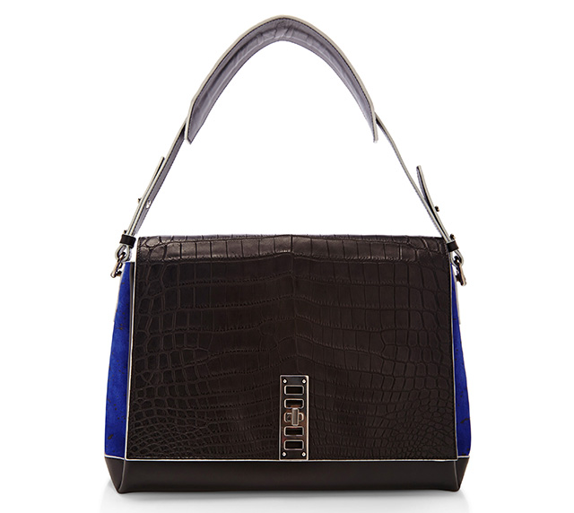 Proenza Schouler PS Elliot Shoulder Bag Black Croc